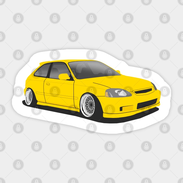 Yellow Honda Civic ek Sticker by Rebellion Store